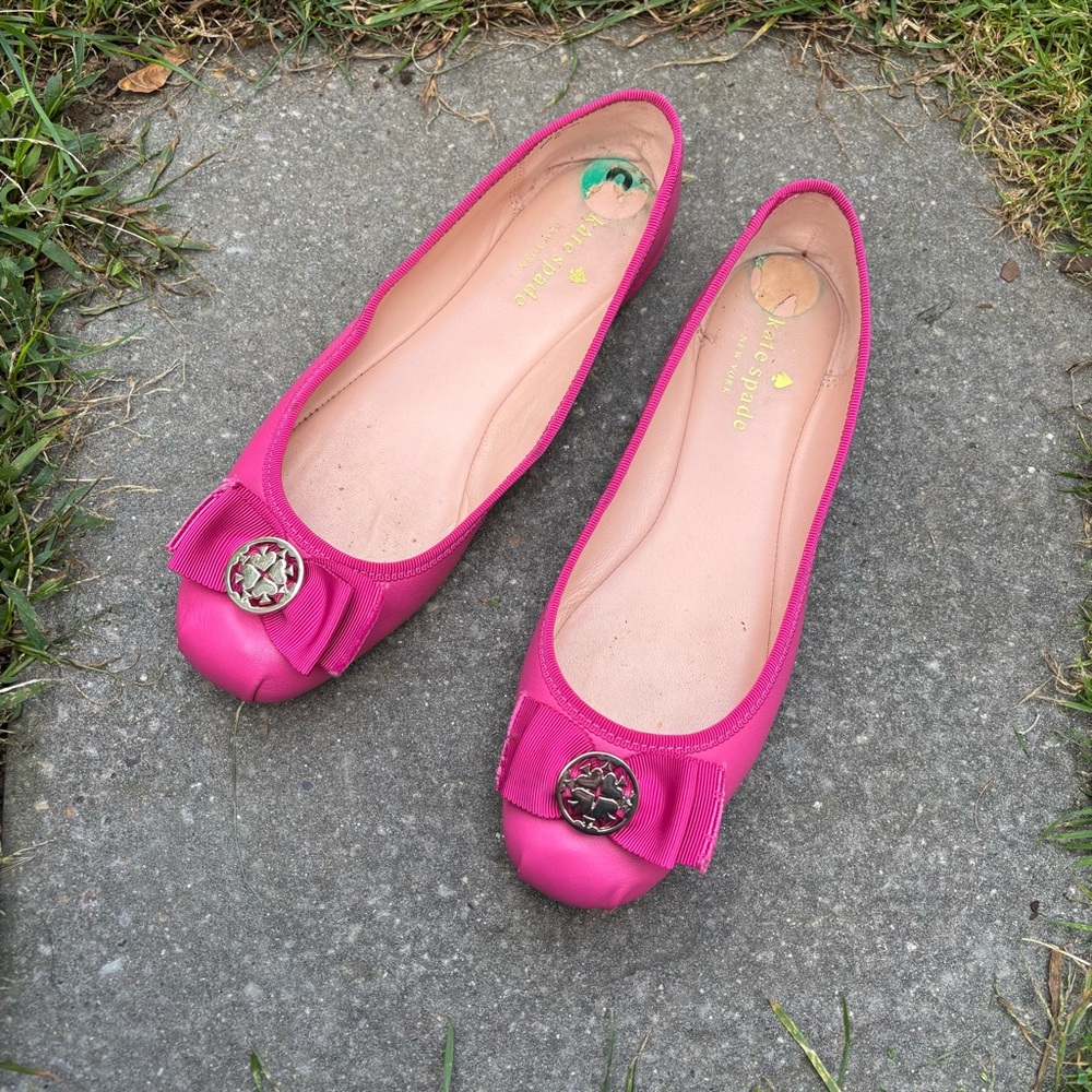Kate Spade Fontana Too ballet flats in pink patent leather bow
